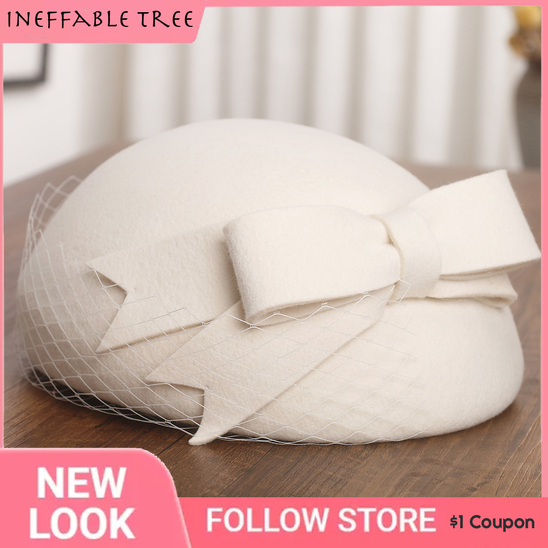 French Elegant Mesh-Bow Wool B - Beret French Wool 리뷰 및 가격