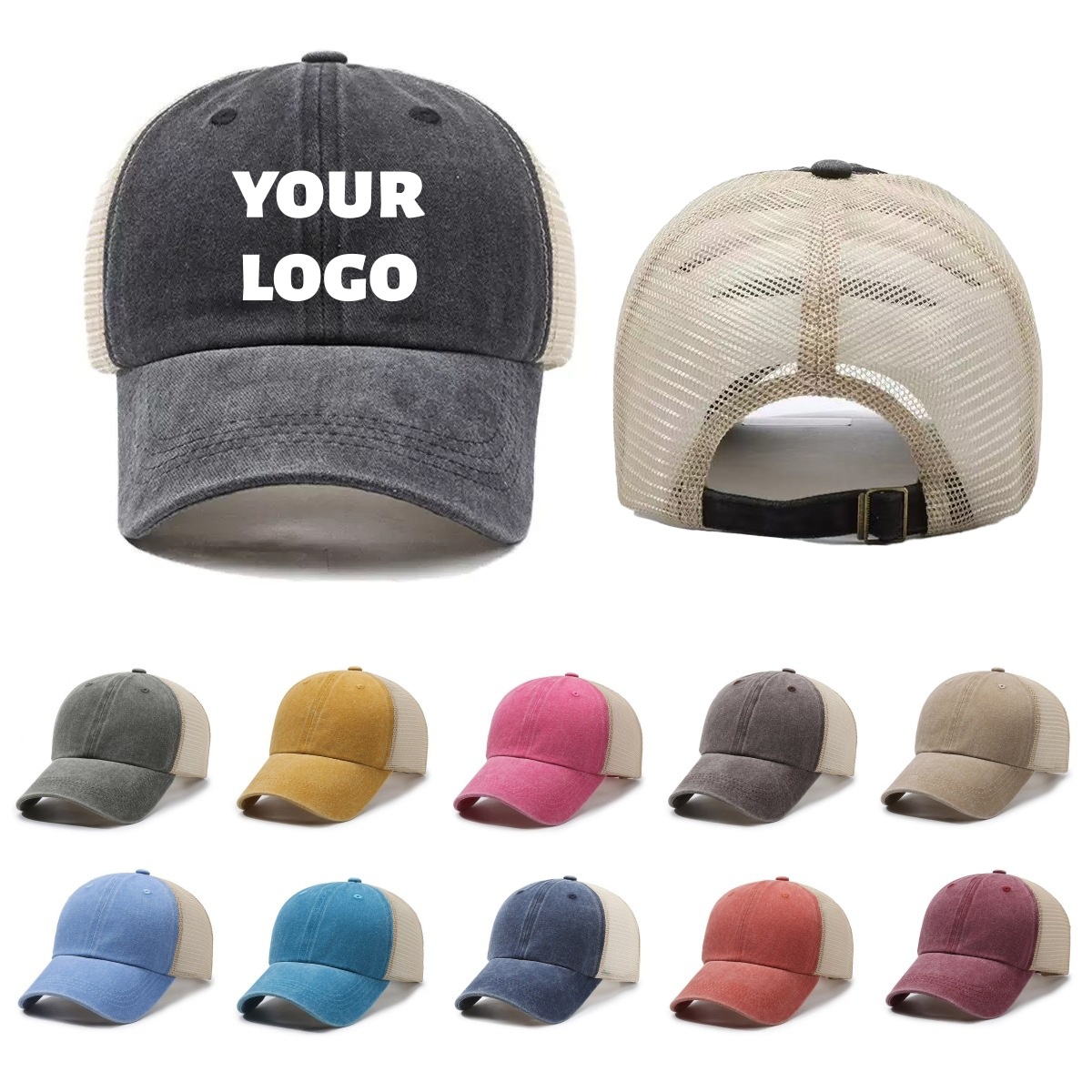 Custom Logo Washed Mesh Cap Br - Visor Sun Hat 리뷰 및 가격