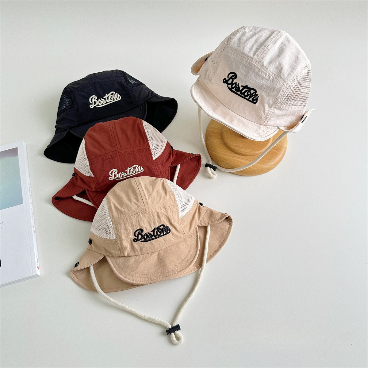 Letter Embroidered Baby Sun Ha - Bucket Hat Cotton 리뷰 및 가격