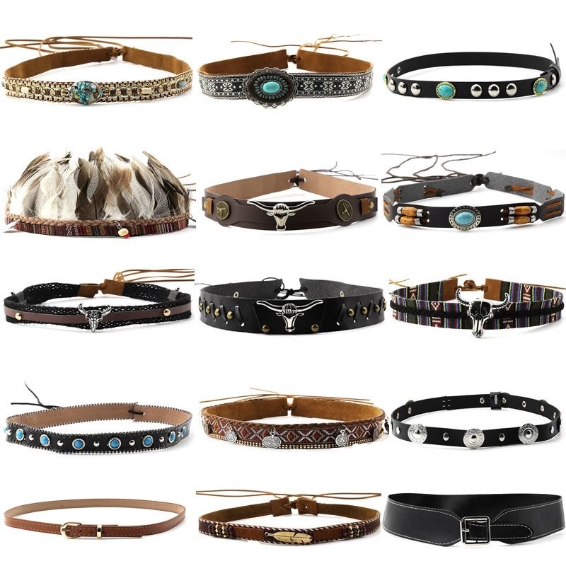 Retro Ethnic Style Belt, Headb - Cowboy Hat Straw 리뷰 및 가격