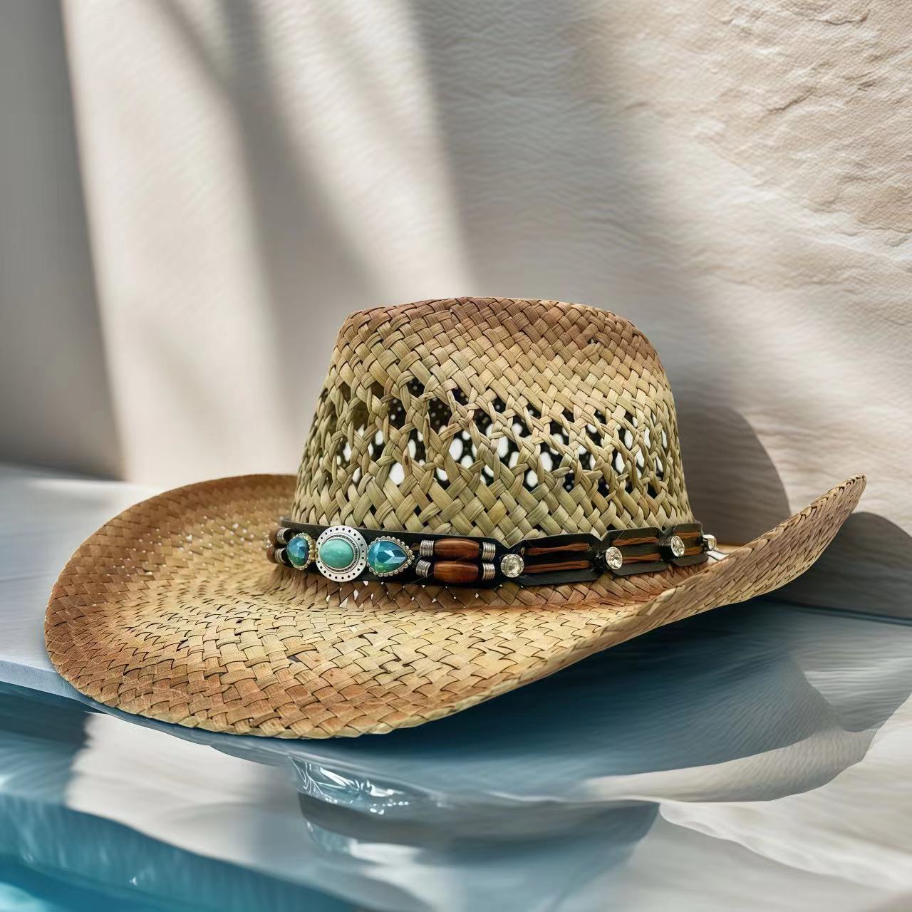 Rhinestone Cowboy Hat Straw Su - Cowboy Hat Straw 리뷰 및 가격