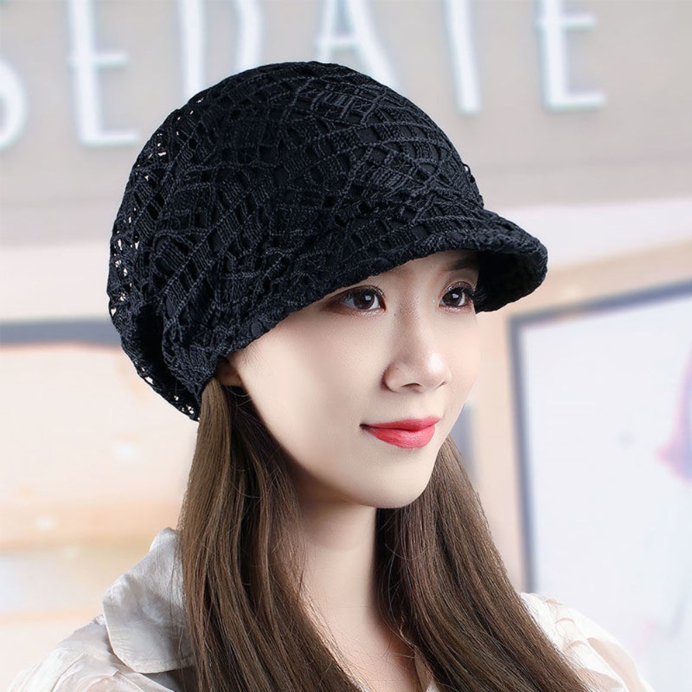 Hollow Out Flower Beanie Cap B - Baseball Cap Structured 리뷰 및 가격