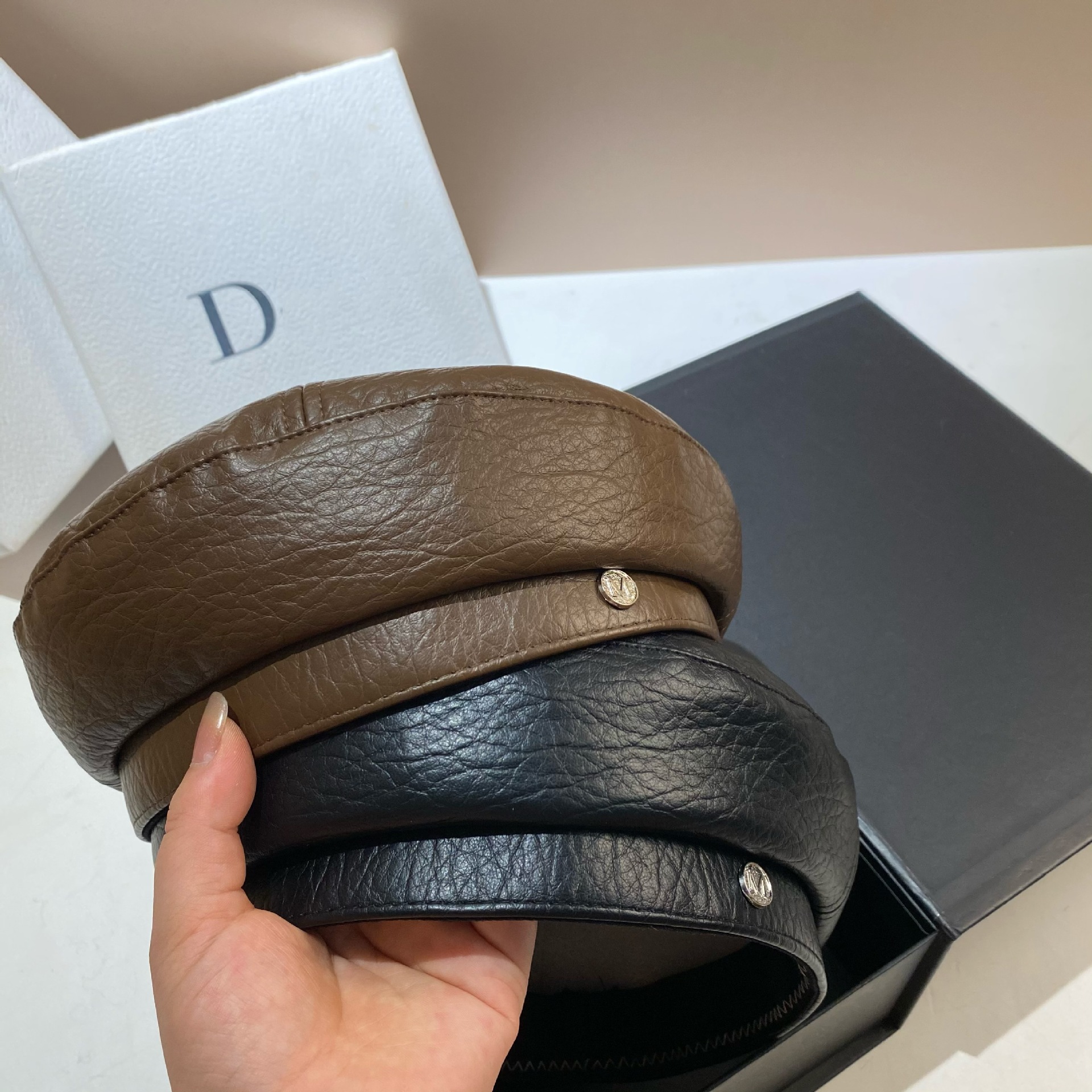 PU Leather Beret Caps Women Fa - Snapback Hat Flat 리뷰 및 가격